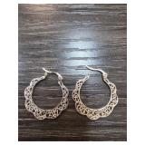 Sterling Silver Filigree Hoop Earrings