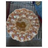 Iridescent Pressed Glass Egg Dish