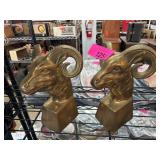 Brass Rams Head Bookends