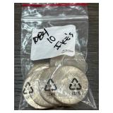 Ten Eisenhower Dollar Coins in a Bag