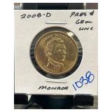 2008-D James Monroe Presidential $1 Coin