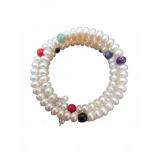 Pearl Coil Bracelet with Multicolor Beads