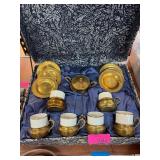 Gold-Toned Porcelain Coffee Set with Case
