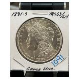 1881-S Morgan Silver Dollar MS63/64
