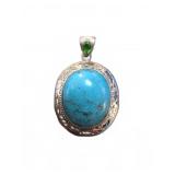 Sterling Silver Pendant with Turquoise and Te
