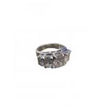 Sterling Silver Size 8 Ring with Clear Stones