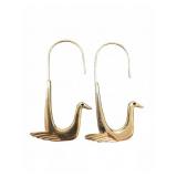 Gold Tone Bird Motif Drop Earrings