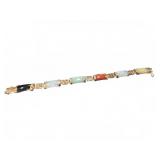 Multi-Color Jade and Sterling Silver Bracelet