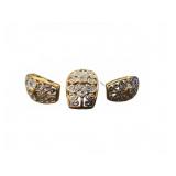 Gold-Tone Ring and Earrings Set with Stones