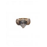 14K HGE Size 7.5 Gold Ring With Pear-Cut Cubc