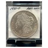 1921-D Morgan Silver Dollar, About Uncirculated