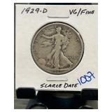 1929-D Walking Liberty Half Dollar in VG/Fine