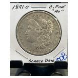 1891-O Morgan Silver Dollar, Circulated