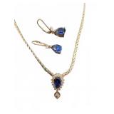 Signed JJM Gold Necklace and Earrings Set