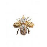 Sterling Silver Bee-Shaped Brooch with Cryst