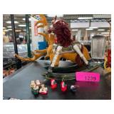 Hand-Painted Rocking Horse and Mini Figurines