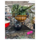 Decorative Planter with Artificial Plant and Stone