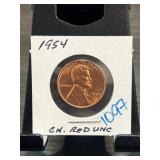 1954 Lincoln Wheat Penny in CH. Red UNC