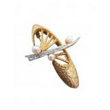 Oleg Cassini 1964 Gold Tone Brooch with Pears