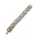 Filigree Bracelet with Blue Cabochons