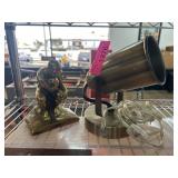 Brass The Thinker Sculpture & Metal Spotlight Lamp
