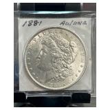 1881 Morgan Silver Dollar AU/UNC Condition