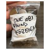 Bag of Assorted Foreign Coins, 1.081 Pounds