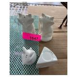 White Ceramic Animal Salt and Pepper Shakers