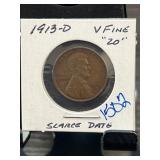 1913-D Lincoln Wheat Cent, Very Fine