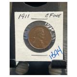 1911 Lincoln Wheat Penny in Extra Fine Condition