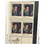 1975 Benjamin West 10-Cent Stamp Zip Block