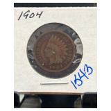 1904 Indian Head One-Cent Coin