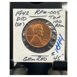 1942-D/D Lincoln Wheat Cent Gem Red RPM-005