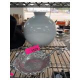 Decorative Ceramic Vase and Leaf-Shaped Dish Set