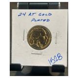 24K Gold-Plated Buffalo Nickel Coin