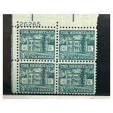 1954 US 4.5Â¢ Hermitage Plate Block of 4 Stamps