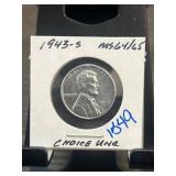 1943-S Lincoln Steel Cent, Certified Choice Uncirc