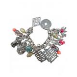 Silver Charm Bracelet with Chinese Symbols