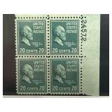 1938 James Garfield Plate Block US Stamp