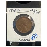 1916-S Lincoln Wheat Cent in Holder