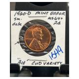 1960-D Lincoln Cent Mint Error MS64+
