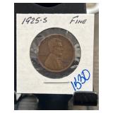 1925-S Lincoln Wheat Cent in Fine Condition