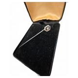 Silver Tone Stick Pin With Stone
