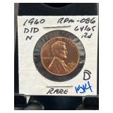 1960-D/D Lincoln Cent RPM-0586 Rare Coin