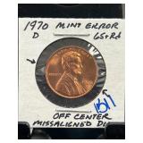 1970 D Lincoln Cent Mint Error, MS 65RD