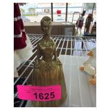 Brass Woman Figurine Bell with Marked Base