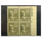 1938 US 813 Van Buren 8-Cent Plate Block