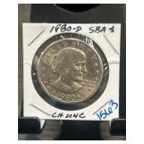 1980-D Susan B. Anthony Dollar Coin in CH UNC