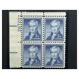 1954 James Monroe 5-Cent Plate Block