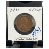 1931 Lincoln Wheat Cent High Grade